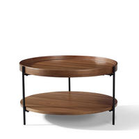 BEISTELLTISCH 44/44/48 cm mit 2-stufigem Tablett-Design und Metallbeinen, Massivholz & MDF, Walnuss - Walnussfarben, Holzwerkstoff (44/44/48cm) - Redom