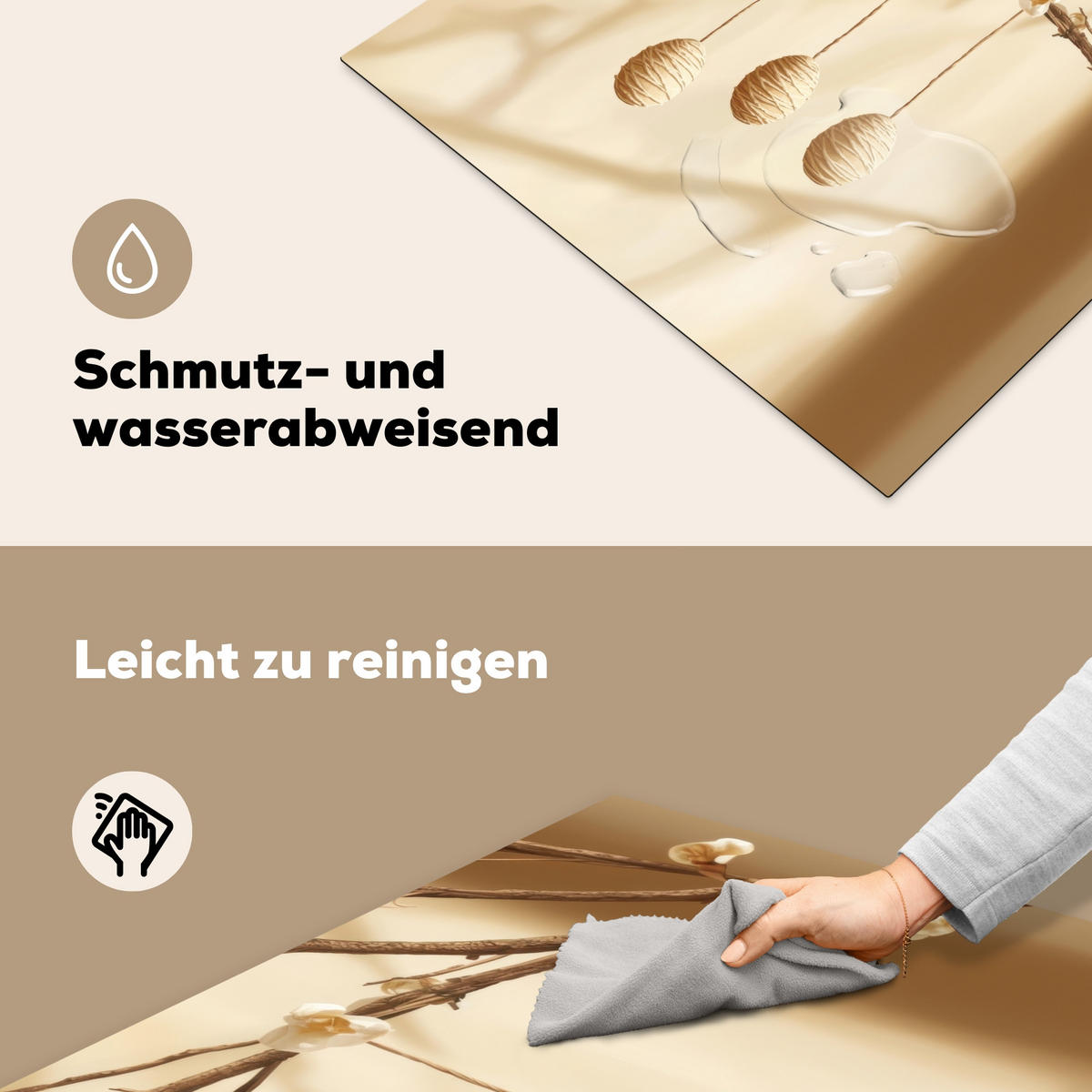 HERDABDECKPLATTE Beige - Osterkuchen - Eier Induktionsmatte 77x59 cm - Beige, Kunststoff (77/59/0.2cm) - MuchoWow