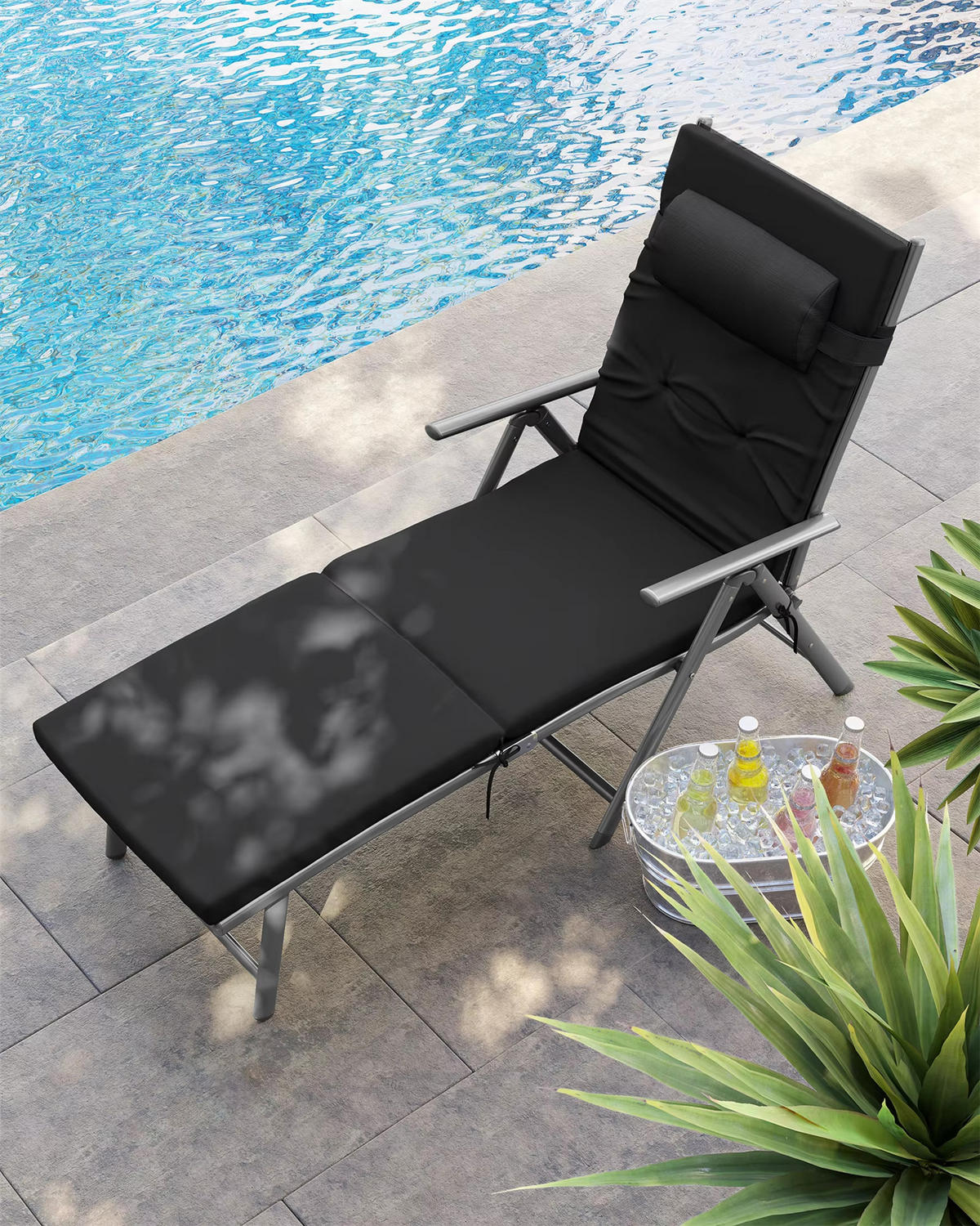 LIEGESTUHL klappbar Aluminium 150 kg verstellbar - Schwarz, Metall (48/39/183cm) - Kaket
