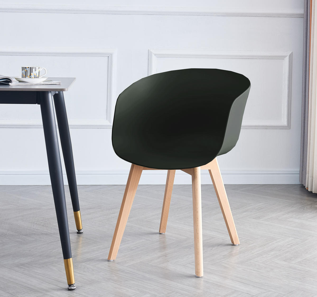 STUHL 4er-Set Polypropylen Schwarz - Schwarz, Kunststoff (55/76/56cm) - Nordlys