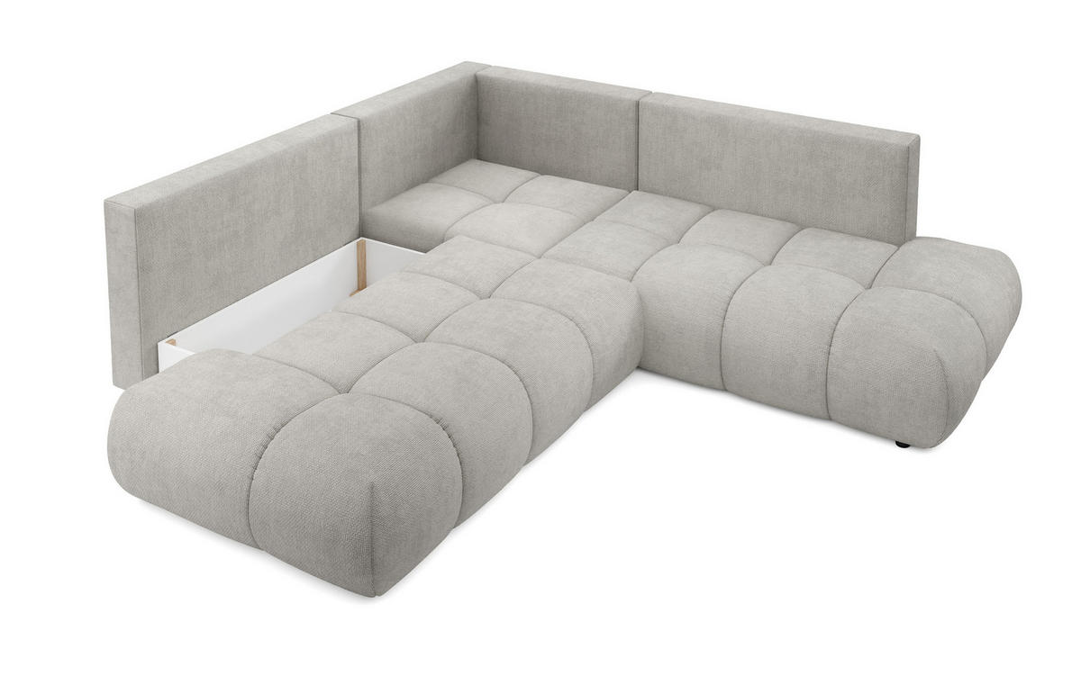ECKSOFA DUCA II R-S Hellgrau Chenille mit Schlaffunktion - Hellgrau, Holz (266.5/266.5cm) - MASSENO