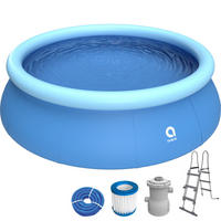 POOL 360x90cm Prompt Set mit Filterpumpe und Leiter blau - Blau, Kunststoff (360/360cm) - Avenli