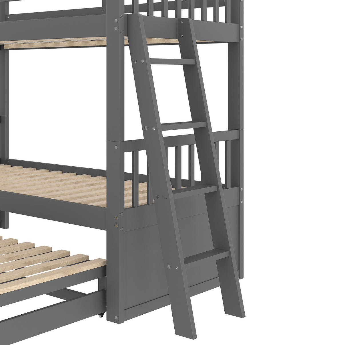 ETAGENBETT 90/200 cm in Grau mit Ausziehbett und 3 Schubladen - Grau, Holz (90/200cm) - OKMYHOME