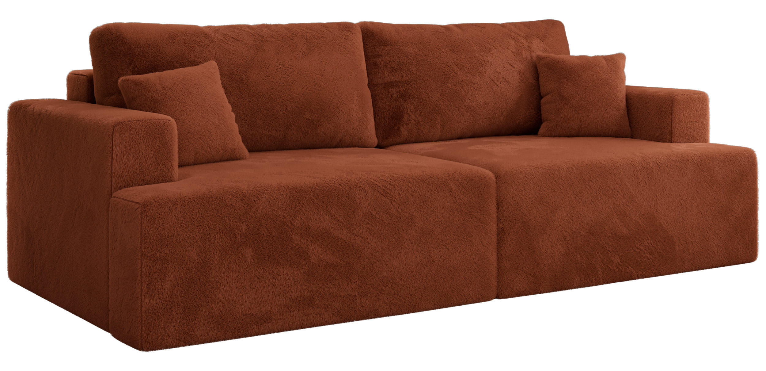 4-SITZER SOFA VIRELLA Orange Plüsch - Schwarz/Orange, Textil (240/88/115cm) - MKS