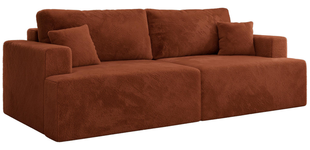 4-SITZER SOFA VIRELLA Orange Plüsch - Schwarz/Orange, Textil (240/88/115cm) - MKS
