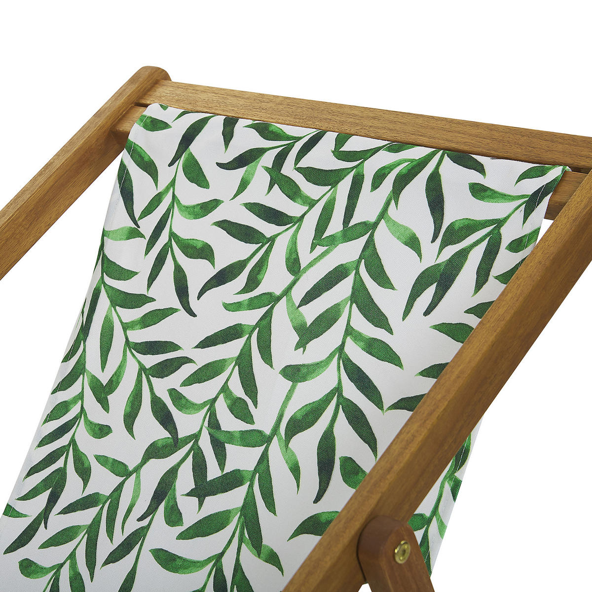 GARTENLIEGE 2er-Set hellbraun Textil weiß/grün Blattmuster Anzio - Hellbraun/Weiß, Textil (54/70/97cm) - Beliani