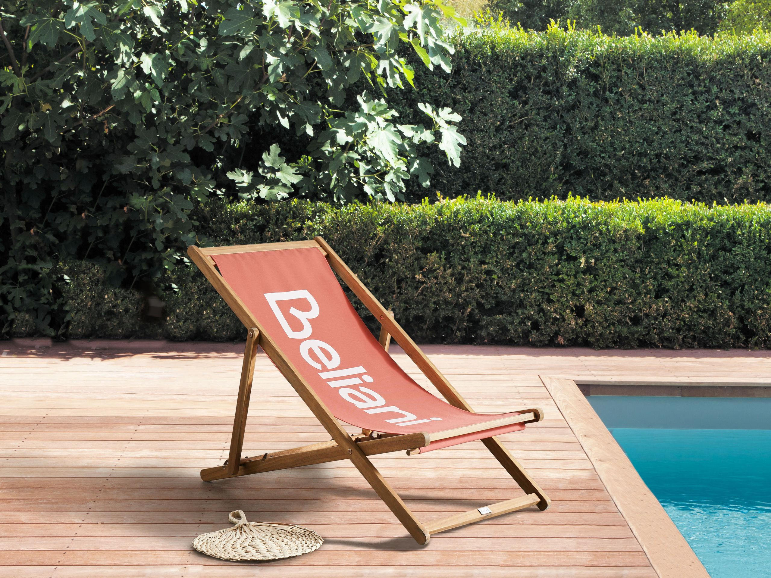 GARTENLIEGE Rot Anzio - Hellbraun/Rot, Textil (54/70/97cm) - Beliani