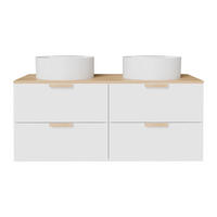 DOPPELWASCHTISCH - 120 cm x 46 cm - holz - weiß Avoreli - Weiß, Holz (120/50/46cm) - Vente-Unique