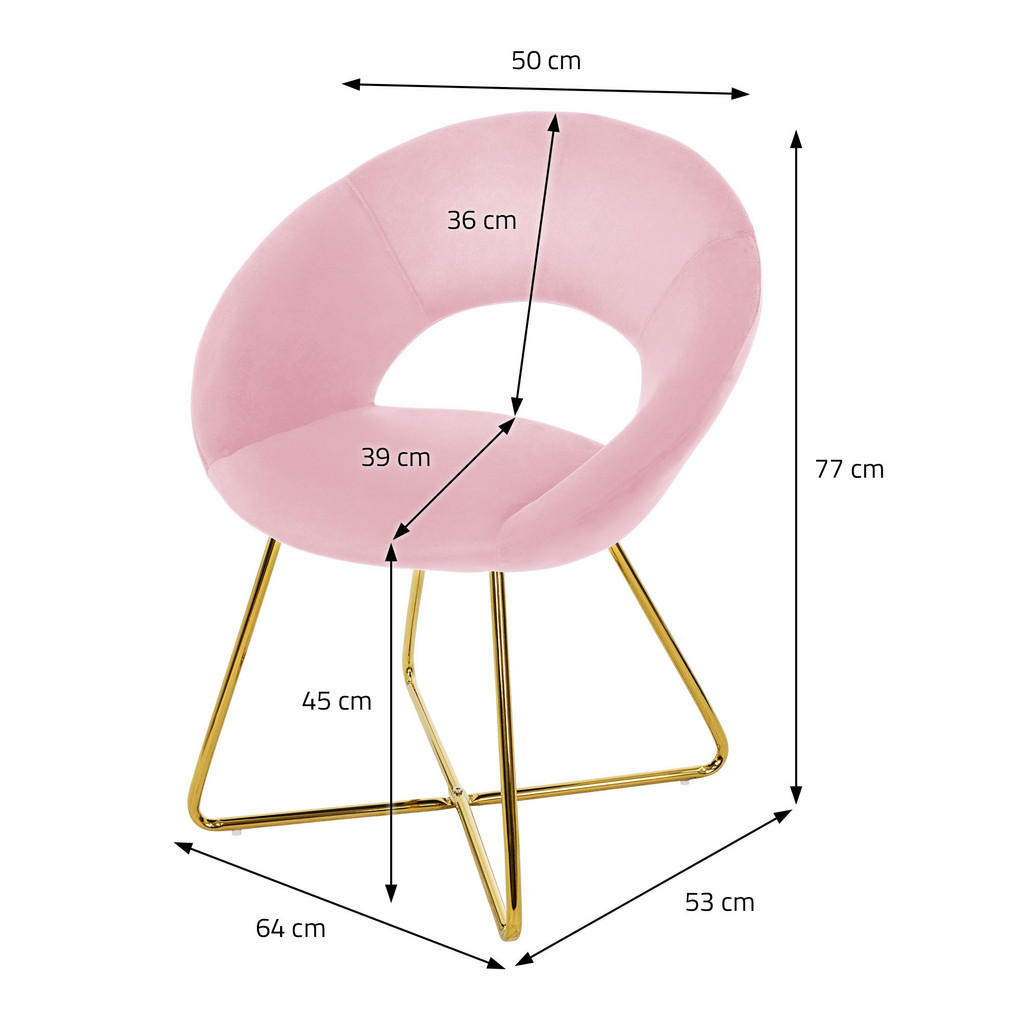 Thumbnail - Ml-Design Stuhl, Pink, Metall, 1-Sitzer, 53x77x64 cm, Esszimmer, Stühle, Esszimmerstühle, Armlehnenstühle