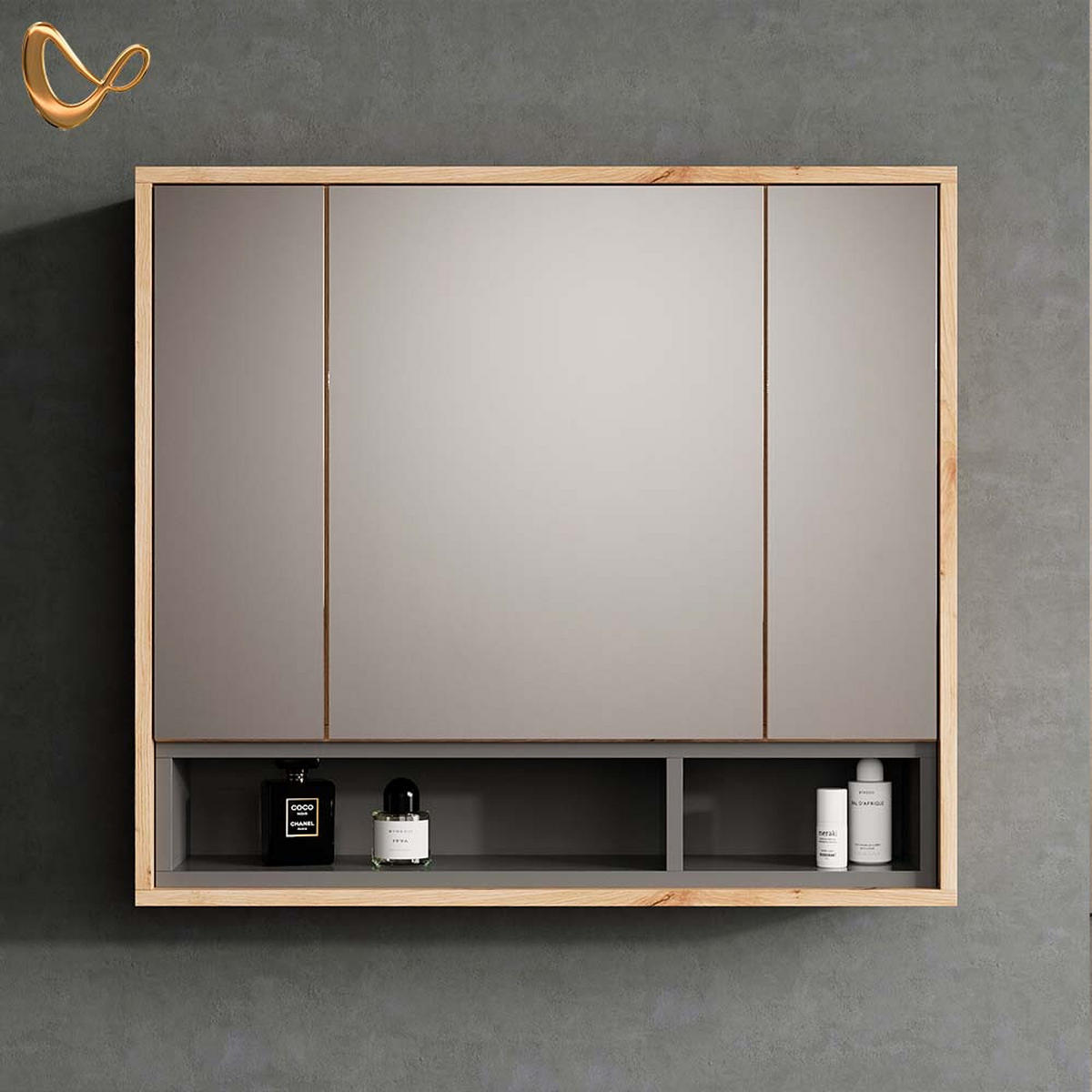 BADSPIEGELSCHRANK Temo Artisan Eiche/Anthrazit 80 x 72 cm - Anthrazit/Eiche Artisan, Holzwerkstoff (80/72/20cm) - Livinity®
