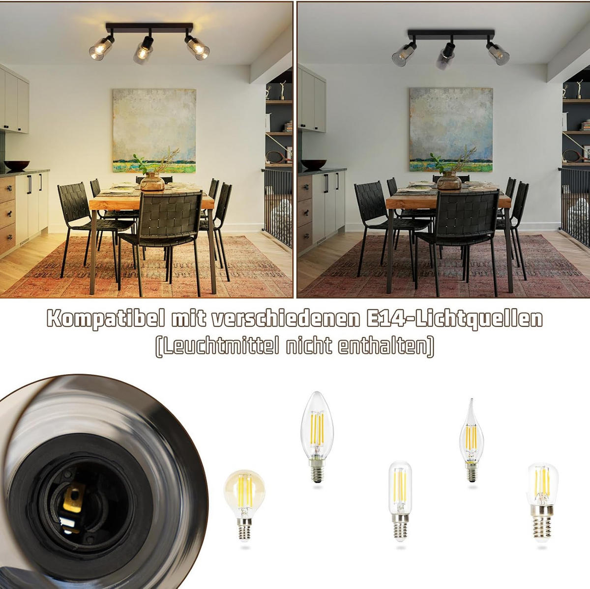 DECKENSTRAHLER Funkelbert 19/15/41 cm - Schwarz, Metall (41/19/15cm) - ZMH