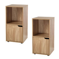 NACHTTISCH mit 2 Fächern im Holzdekor mit 1 Tür - L31 cm - 2er Set - Apfelbaumfarben, Holzwerkstoff (29/61.6/30.7cm) - Calicosy