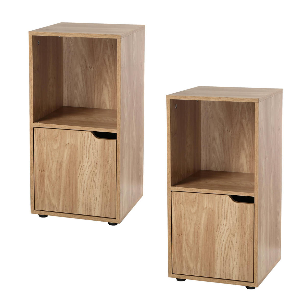 NACHTTISCH mit 2 Fächern im Holzdekor mit 1 Tür - L31 cm - 2er Set - Apfelbaumfarben, Holzwerkstoff (29/61.6/30.7cm) - Calicosy