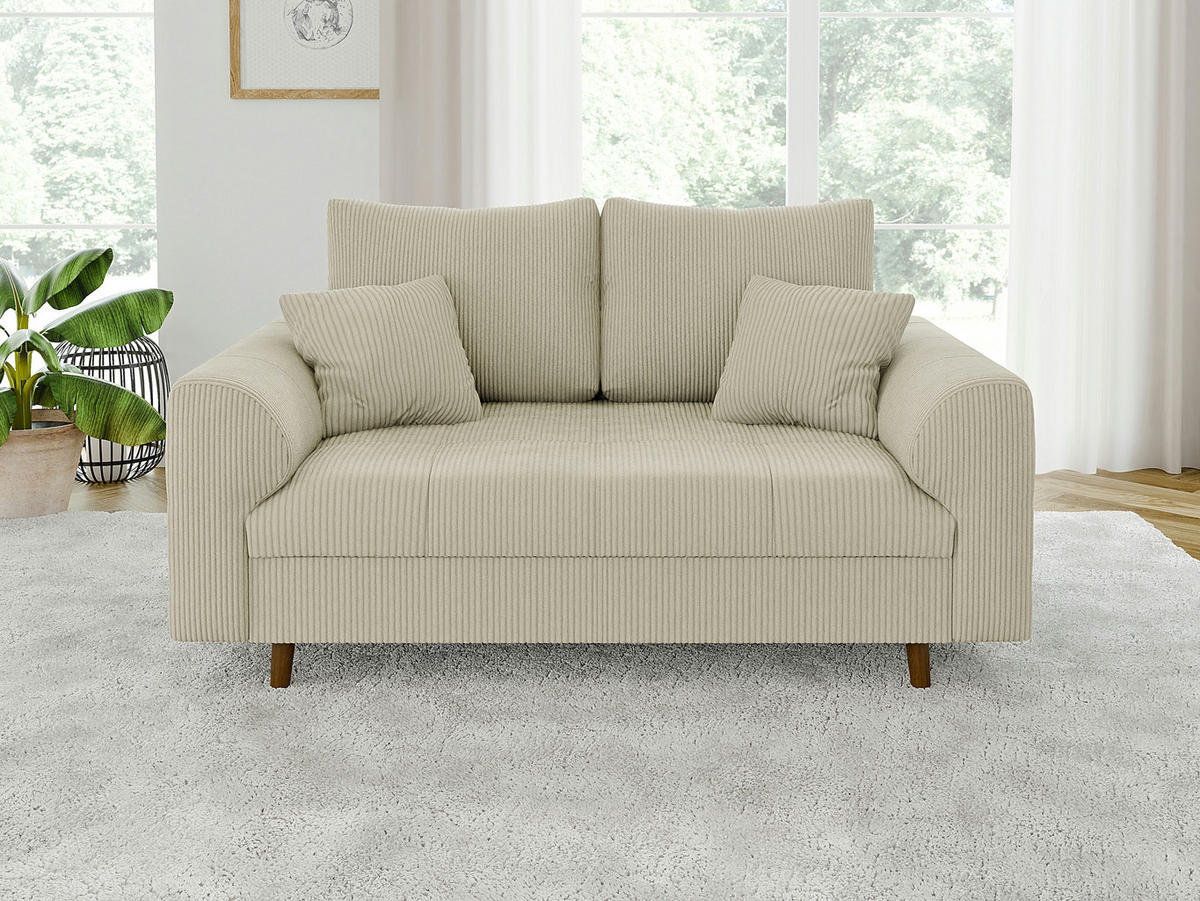 2-SITZER-SOFA Alma Beige Cord - Beige/Braun, Holz/Textil (150/81/93cm) - S-Style Möbel