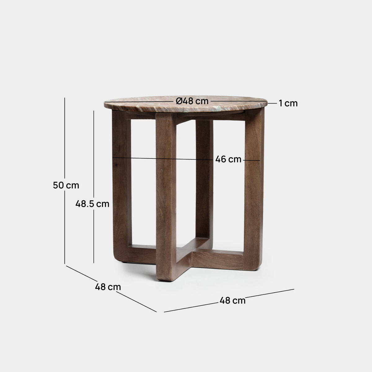 BEISTELLTISCH Vinh Walnuss 48 cm x 50 cm - Walnussfarben, Stein (48/48/50cm) - Klast Home