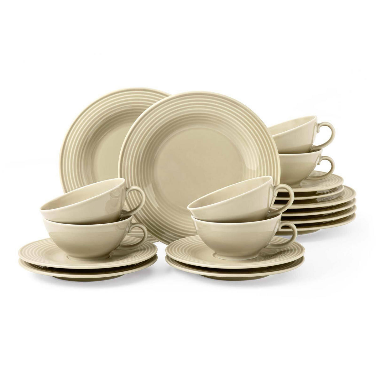TEESERVICE Beat Color Glaze Sandbeige 18er Set - Beige, Keramik (1/1/1cm) - Seltmann Weiden