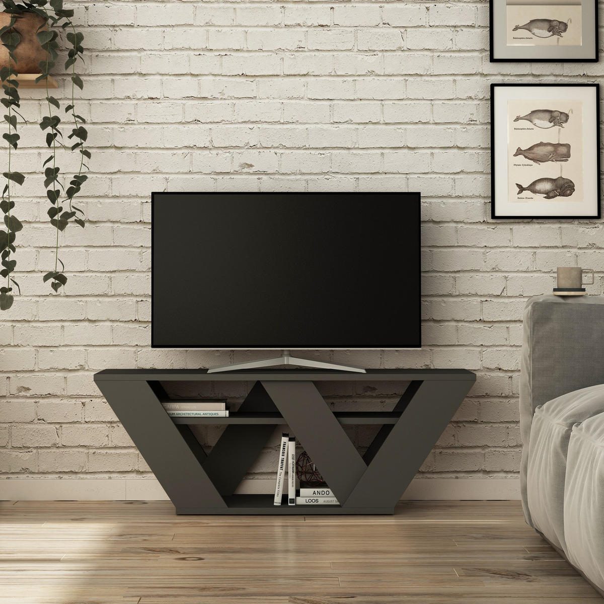 TV-MÖBEL Pipralla Anthrazit - Anthrazit, Holz (110/40/30cm) - Habitat Garten