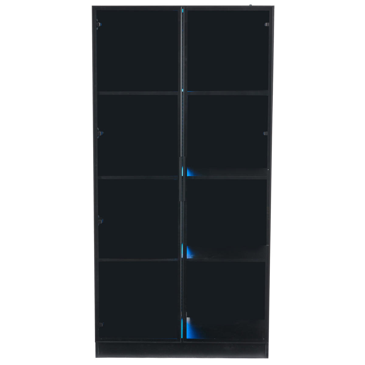 VITRINE 80/40/160 cm in Schwarz mit LED-Beleuchtung und Glastüren - Schwarz, Holzwerkstoff (40/160/80cm) - Flora Grace