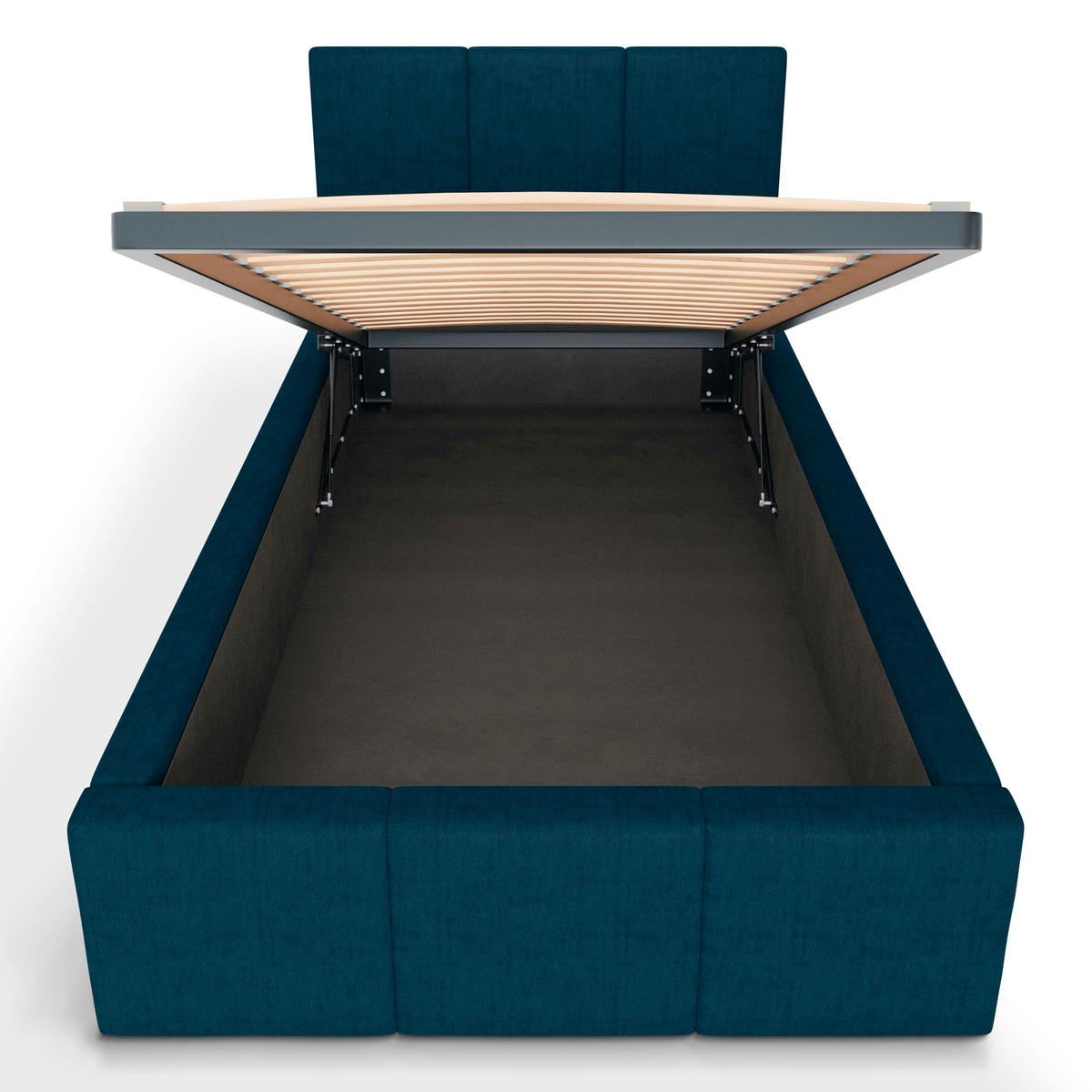 POLSTERBETT für Schlafzimmer Bett mit Stauraum Dunkelblau 90x200cm Kopfteil 88cm - Dunkelblau, Holzwerkstoff/Metall (90/200cm) - Muralo
