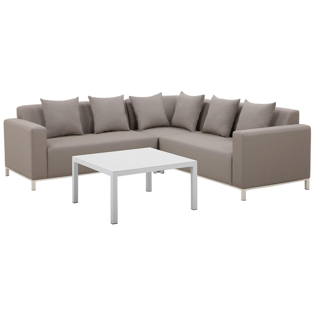 LOUNGE SET 5-Sitzer cremeweiß linksseitig modular Belize - Creme, Textil - Beliani