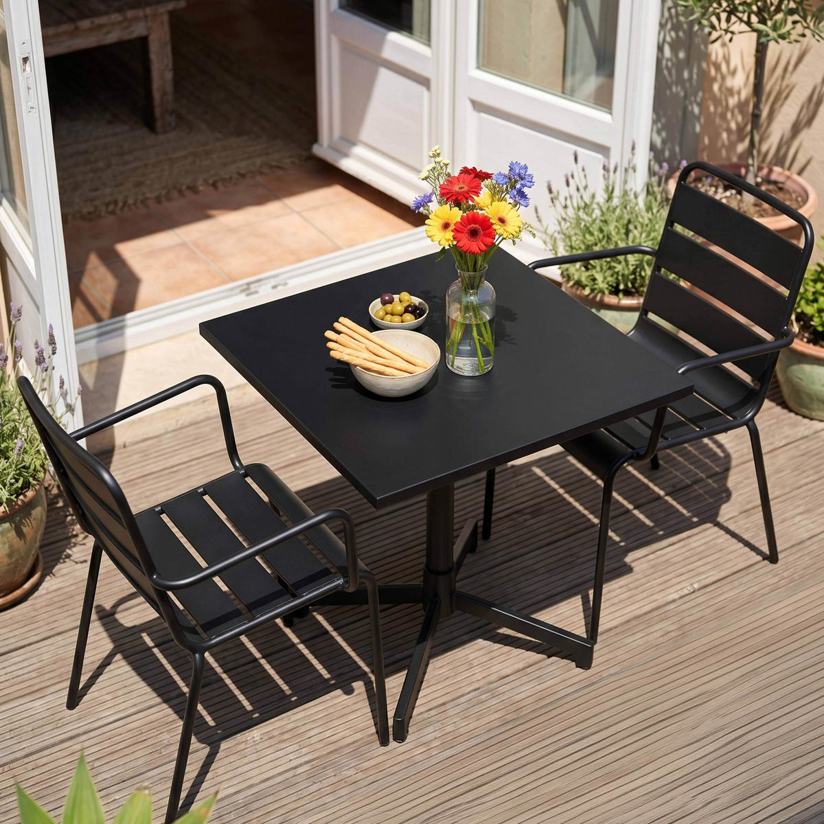 GARTENSET 3-tlg., Schwarz - Schwarz, Metall - Oviala