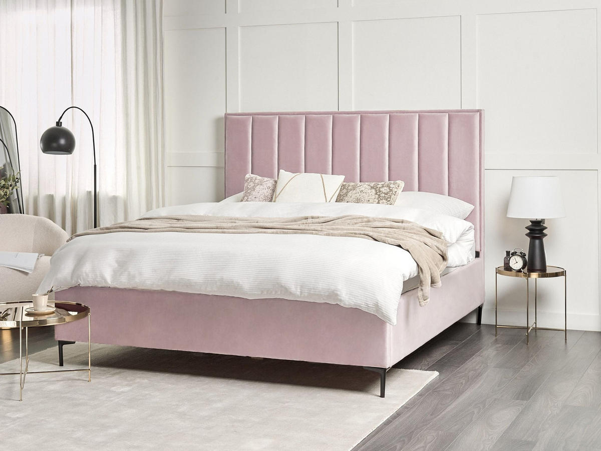 POLSTERBETT 180/200 cm Rosa Sezanne - Pink, Textil (180/200cm) - Beliani
