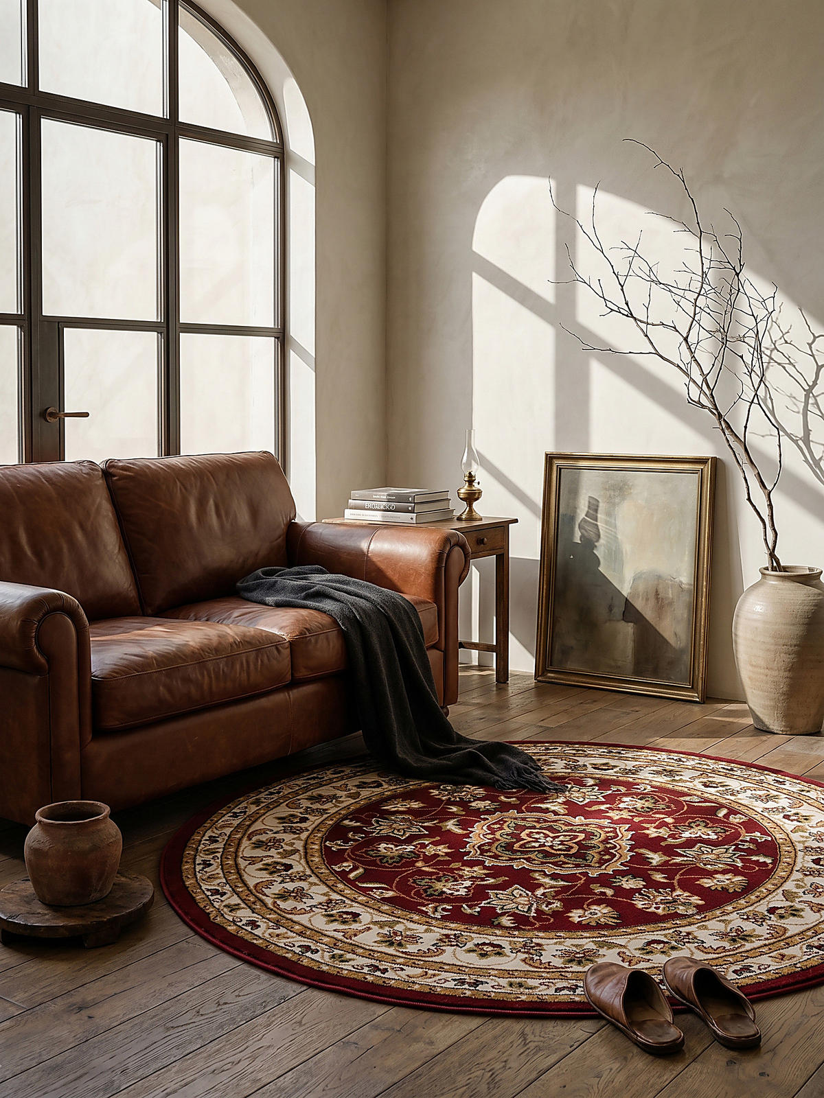 TEPPICH Traditionell-Floral-Design GLAZERT, Rot 133x133 cm - Rot, Textil (133/133cm) - KADIMA DESIGN