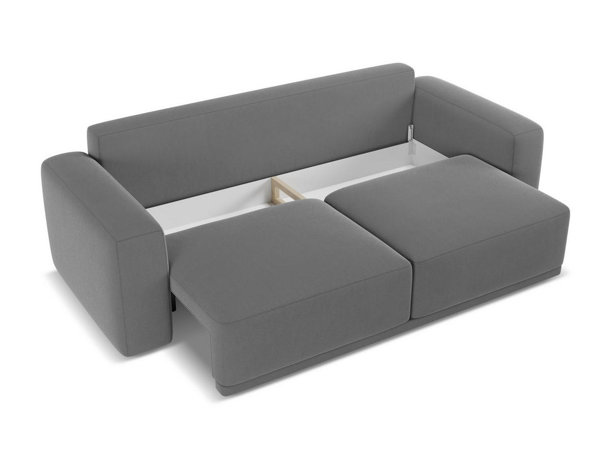 3-SITZER SOFA mit Schlaffunktion Samt Stoff Grau - Schwarz/Grau, Kunststoff/Textil (242/91/100cm) - Makamii