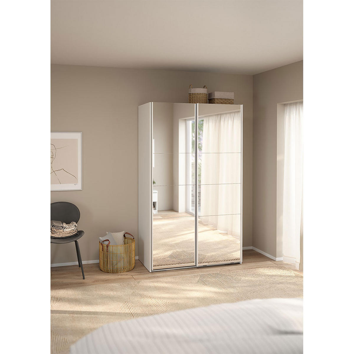 SCHIEBETÜRENSCHRANK, Catania, Weiß, Holzwerkstoff, 119 x 67 x 201 cm - Weiß, Holzwerkstoff (119/201/67cm) - ebuy24