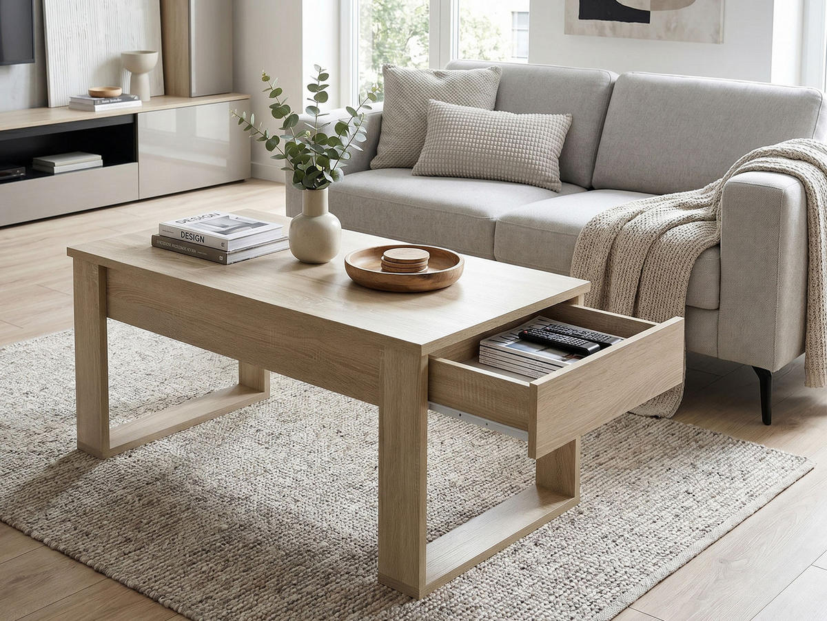 COUCHTISCH Nea Eiche Sonoma 110 / 60 / 52cm - Eichefarben, Holz/Holzwerkstoff (60/110/52cm) - Feldmann-Wohnen