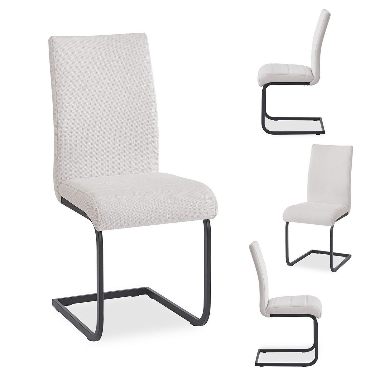 ESSZIMMERSTUHL LETICIA 4ER-SET - Schwarz, Textil/Metall (42/96/57cm) - IDIMEX