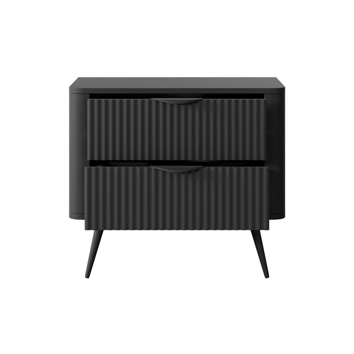 NACHTTISCH LEKNES STO1 Reliefierte Fronten aus MDF-Platte Schwarz Schwarz - Schwarz, Holzwerkstoff (63/55/38cm) - Komodee