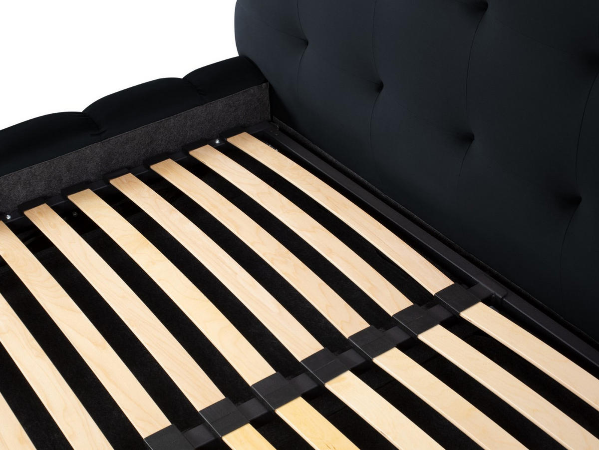BETT mit Bettkasten und Kopfteil Mamaia aus Samt dunkelblau 180x200cm - Dunkelblau, Textil (180/200cm) - Micadoni