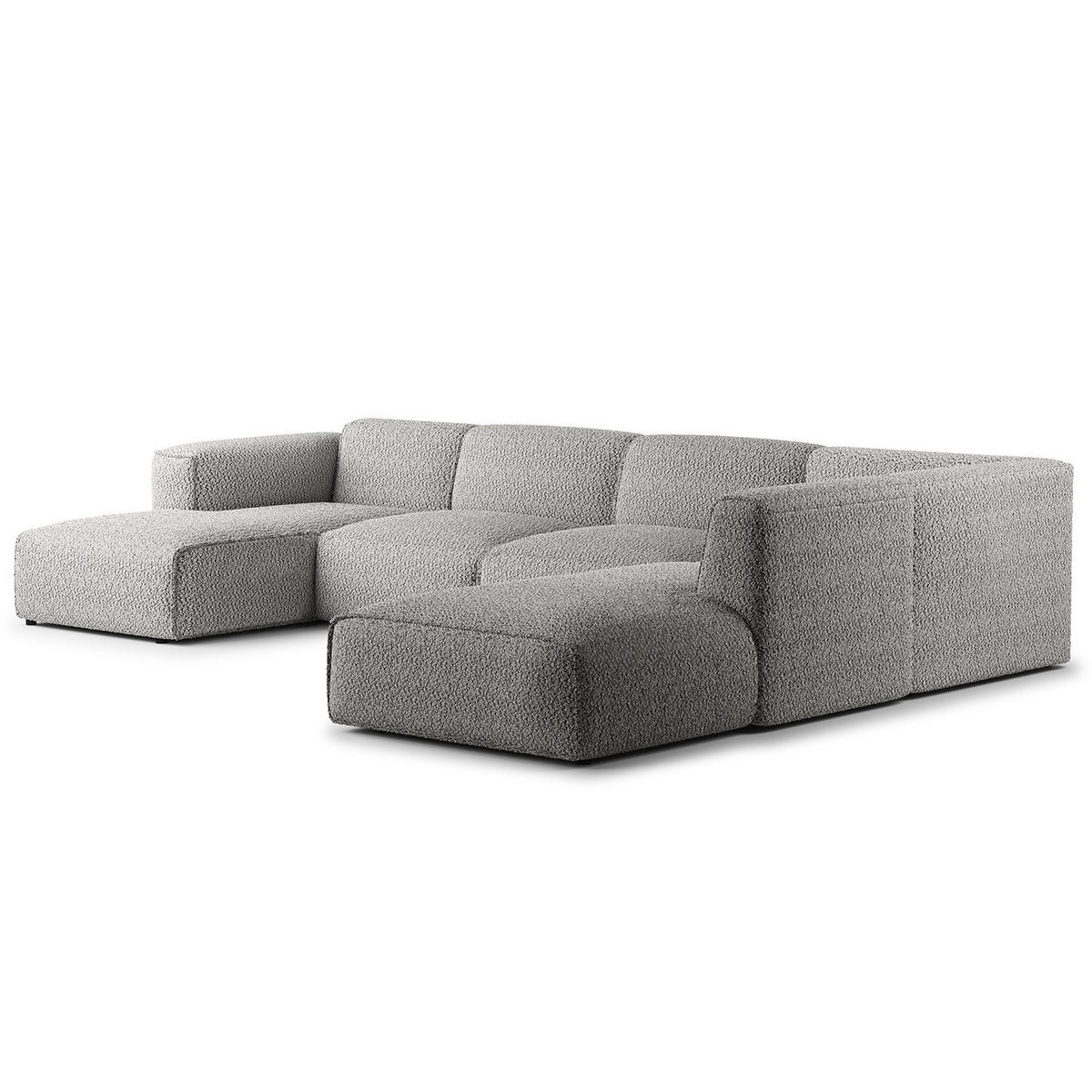 WOHNLANDSCHAFT mit Longchair - Schwarz/Grau, Kunststoff/Textil (325/71/235cm) - home24