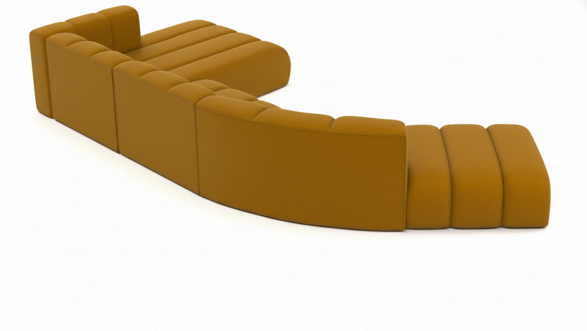 ECKSOFA L-Form GRAND Round, Stoff Salvador, Gelb, Links - Gelb, Holz (445/179cm) - Kaiser Möbel