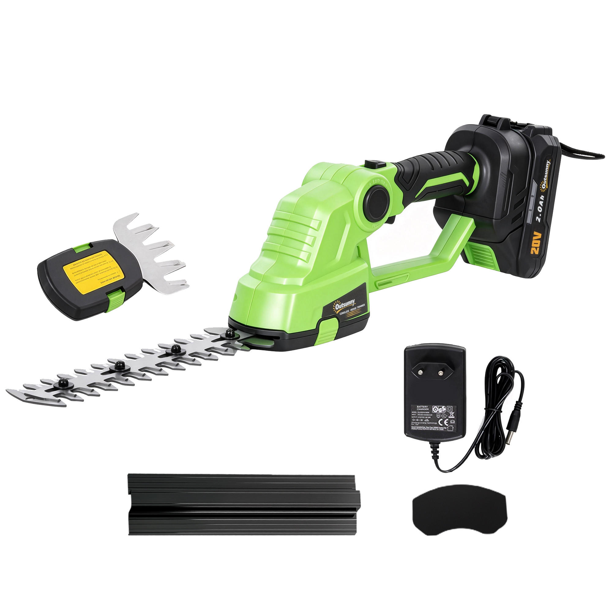 HECKENSCHERE Nylon Stahl Grün - Grün, Kunststoff (13/8/55cm) - Outsunny