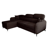 ECKSOFA L Form Ribella 5 Schokobraun 265/180/100 cm Links mit Schlaffunktion - Schwarz/Braun, Textil/Metall (180/265cm) - AX Living