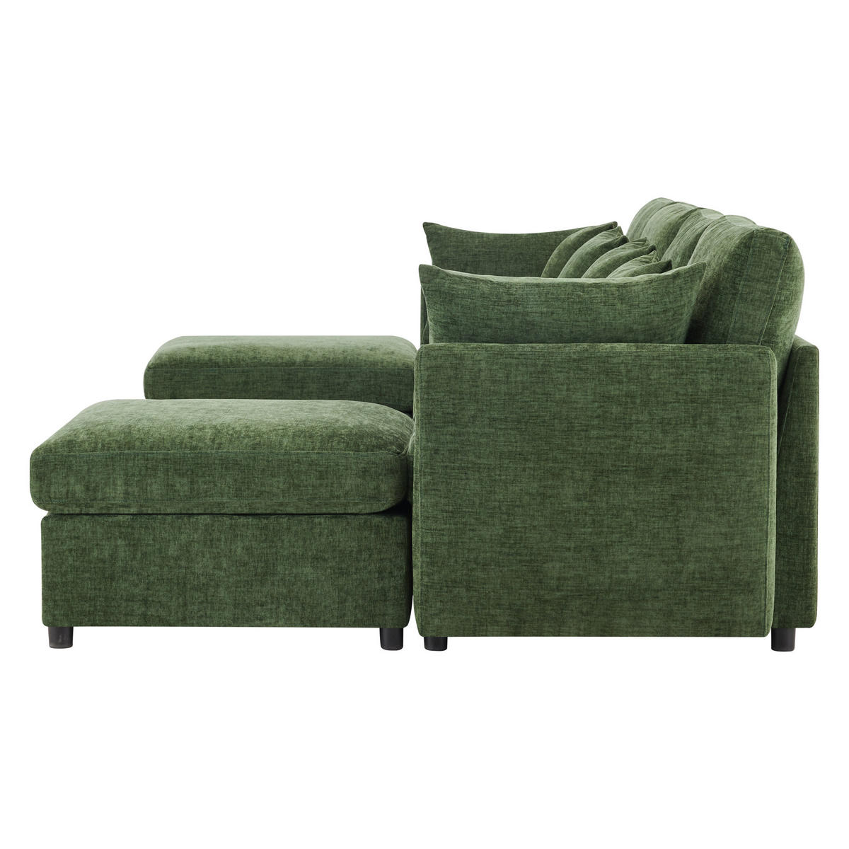 WOHNLANDSCHAFT 278/161/81 cm Green mit 2 Fußhocker - Grün, Textil (278/81/161cm) - Oxeza