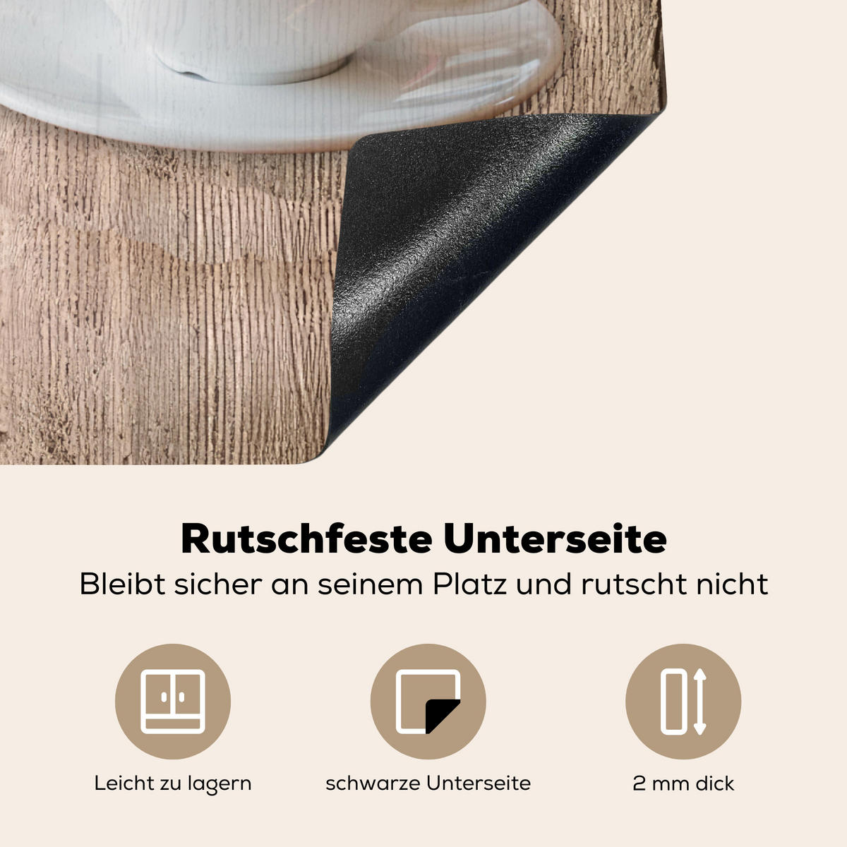 HERDABDECKPLATTE Bistro Parisien - Café - Kaffee - Jahrgang Induktionsmatte 77x59 cm - Cappuccino, Kunststoff (77/59/0.2cm) - MuchoWow