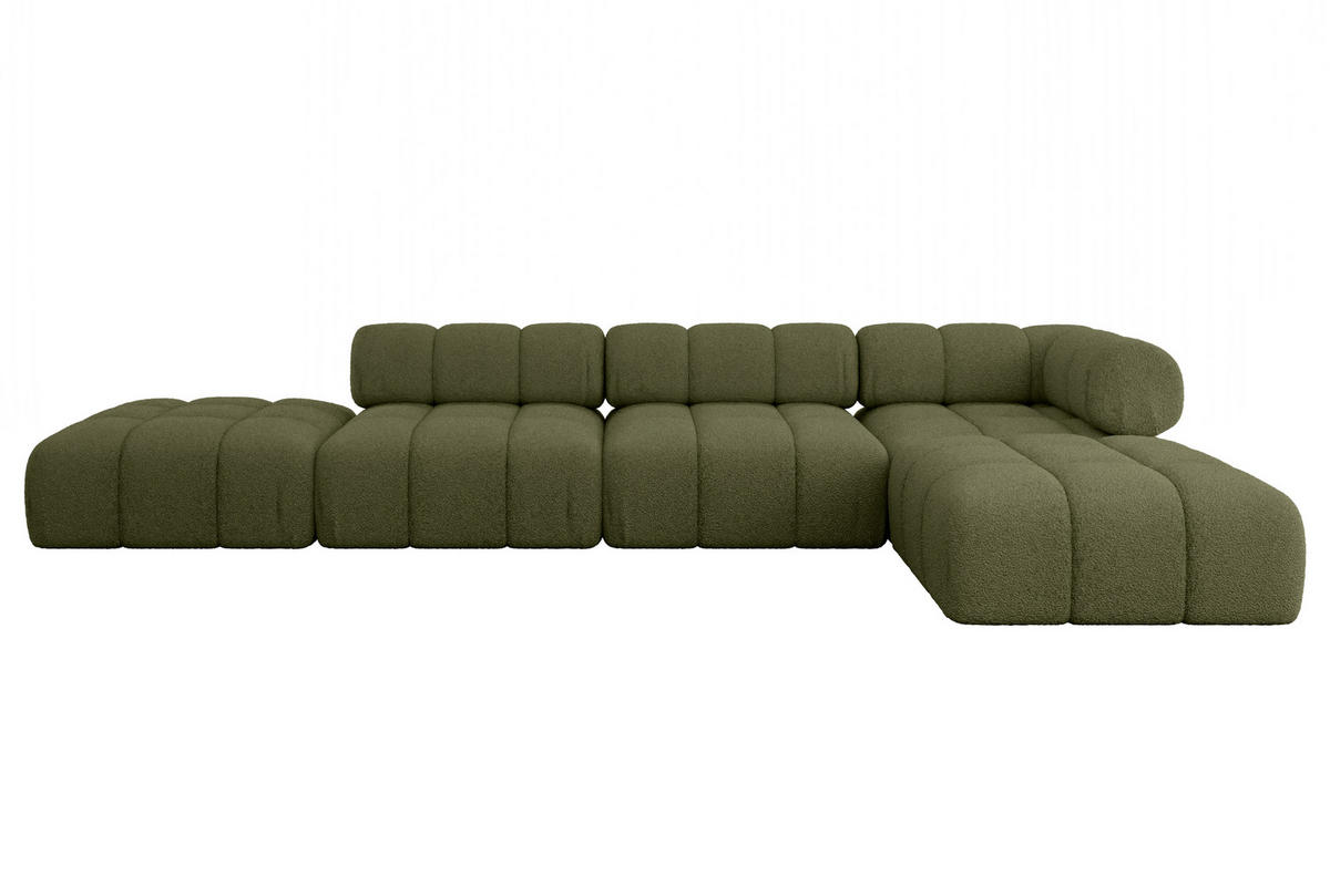 ECKSOFA modulares Sofa Kerru-L2 - 380x190x70 cm Grün Bouclé - Grün, Holzwerkstoff/Textil (380/190cm) - ALTDECOR