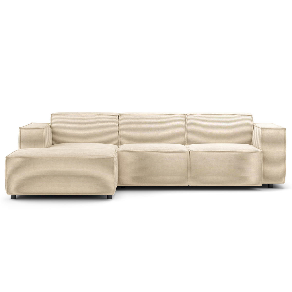 ECKSOFA mit Longchair - Beige/Schwarz, Kunststoff/Textil (260/177cm) - home24