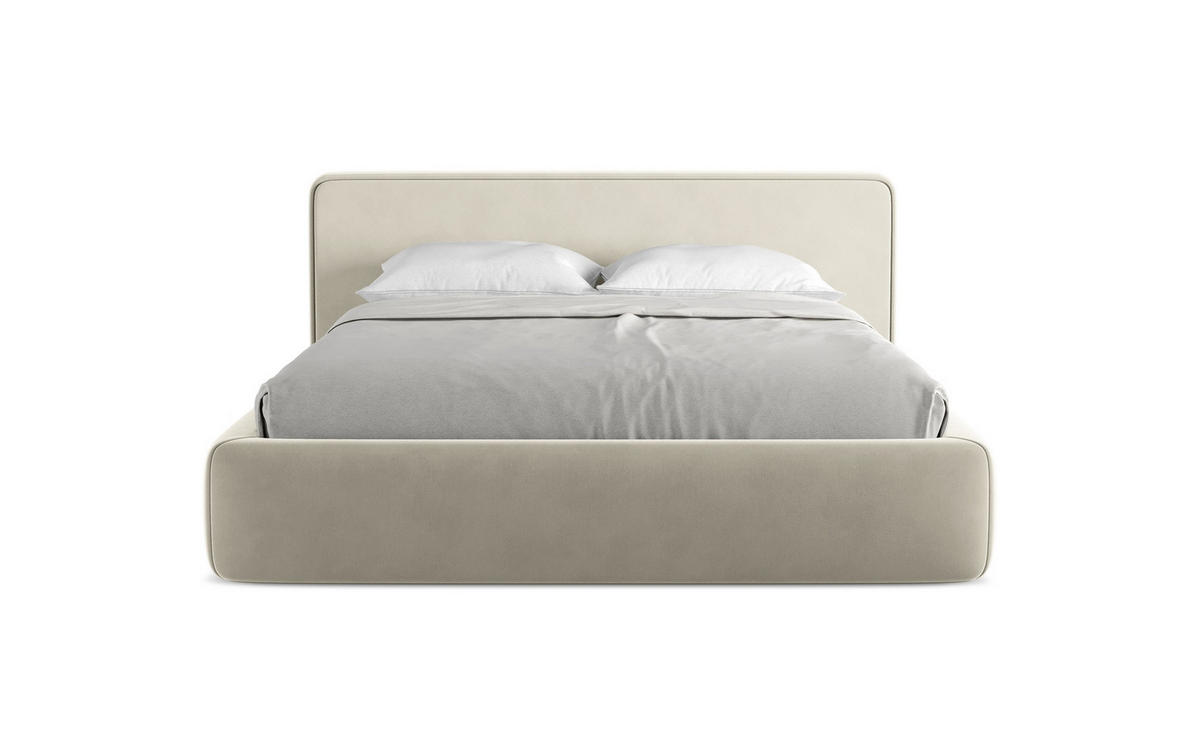 POLSTERBETT mit Bettkasten und Lattenrost 200x225 Creme - Perlmutt/Creme, Kunststoff/Textil (160/200cm) - Makamii