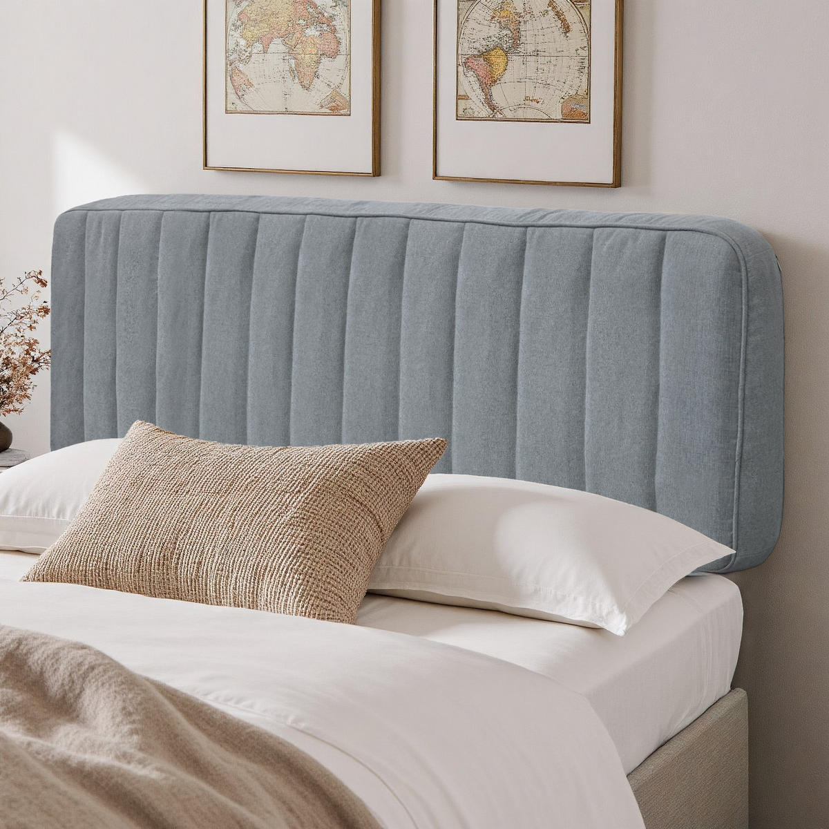 KOPFTEIL Kaschmir-Leinen-Mischgewebe 60*123cm - Grau, Textil (10/60/120cm) - Vercart
