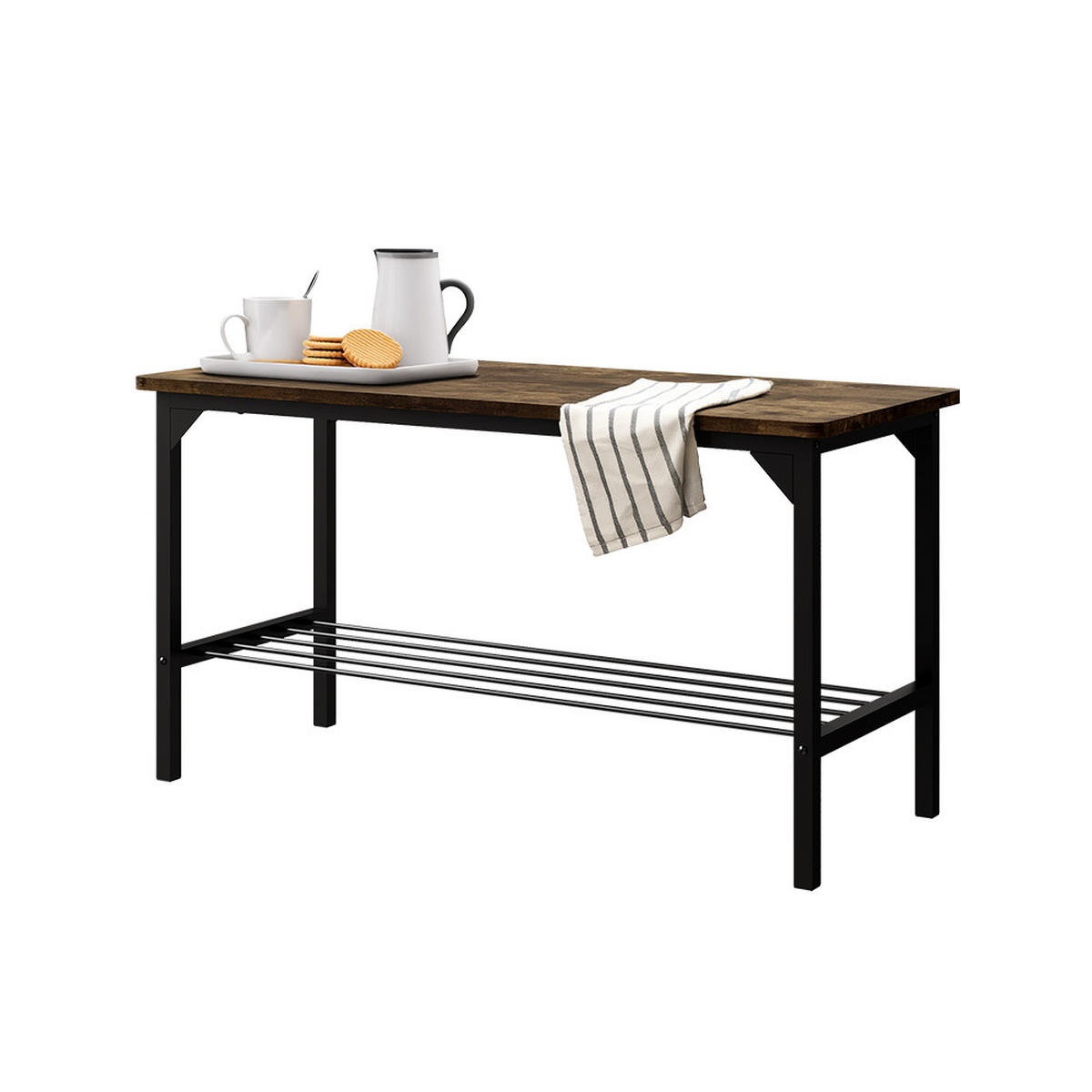 SITZBANK Fyrk Schwarz/Eiche rustikal 85 x 36 cm - Wildeiche/Schwarz, Holzwerkstoff (85/46/36cm) - Vicco