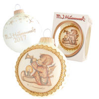CHRISTBAUMKUGEL M.I. Hummel Engel mit Trompete Beige 8cm (Glas / 1 Stk.) - Beige, Glas (8/8/8cm) - Krebs Glas Lauscha