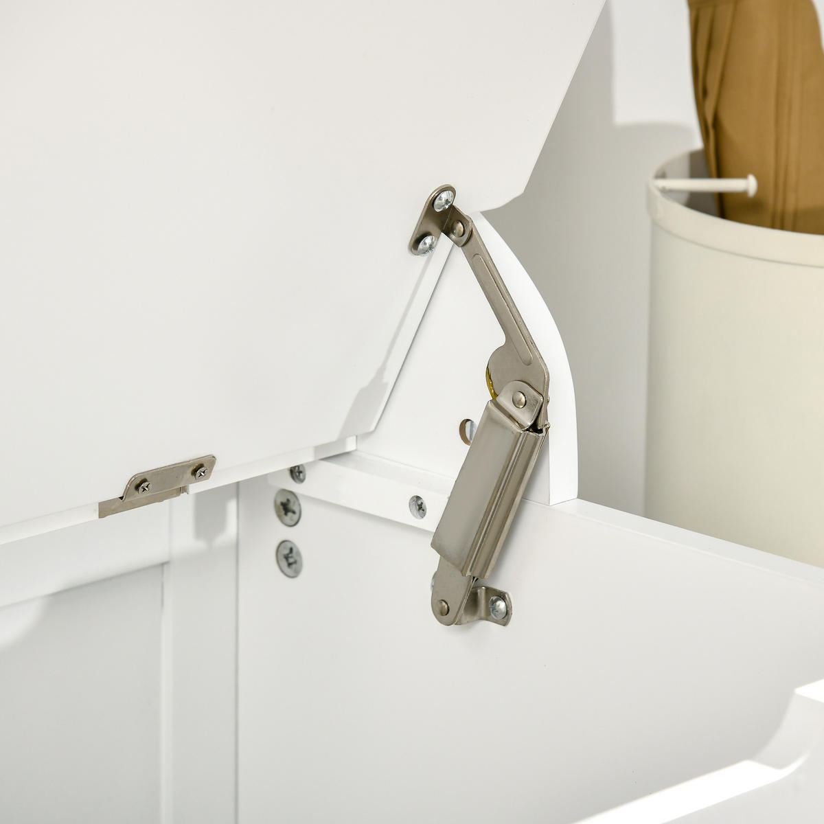 GARDEROBE DE-17888 4-in-1 mit Sitzbank & 4 Doppelhaken Weiß - Weiß, Holzwerkstoff (39.5/170/71.5cm) - ComfortXL