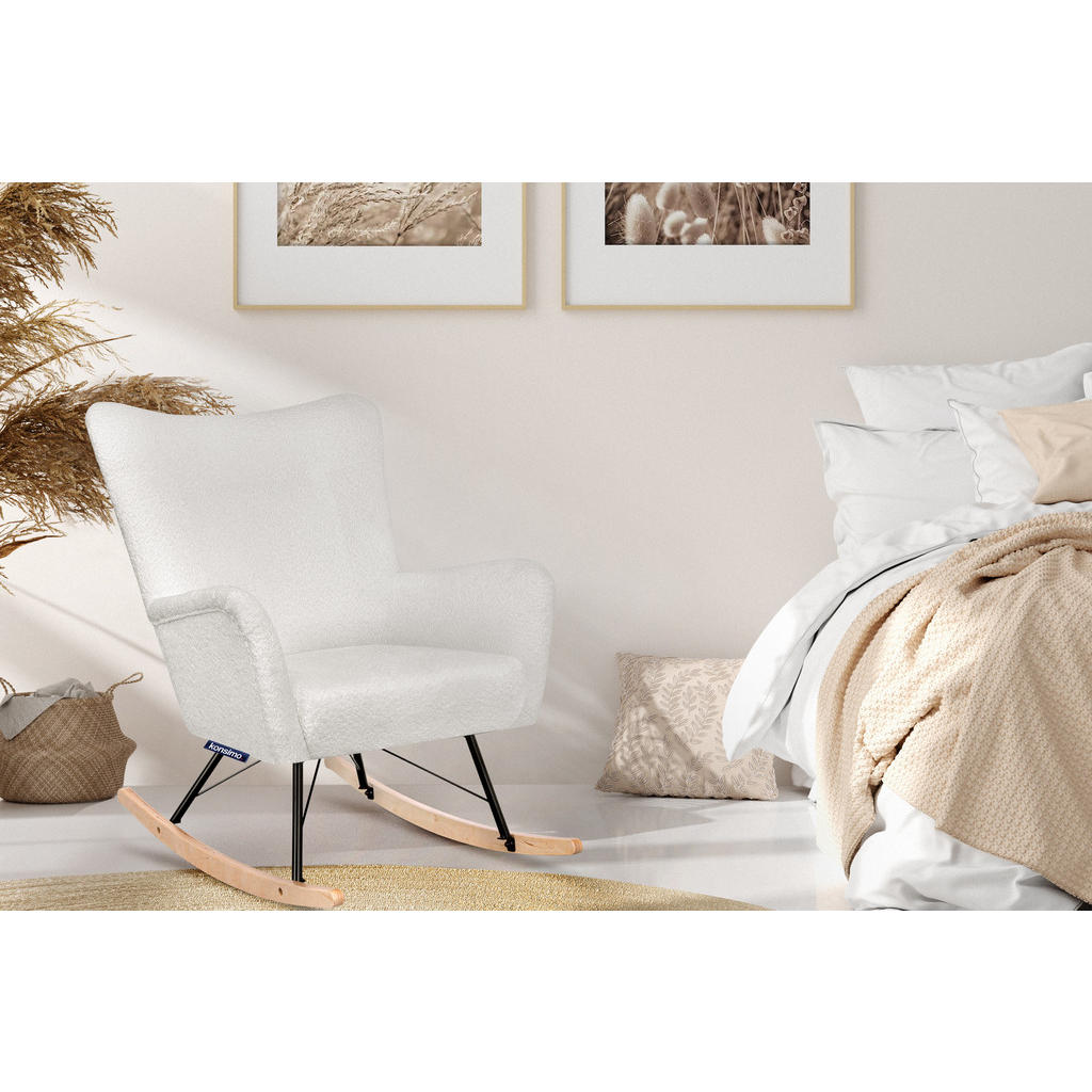 Thumbnail - Konsimo® Schaukelsessel, Creme, Textil, 75x94x112 cm, Hergestellt in Europa, Wohnzimmer, Sessel, Schaukelstühle