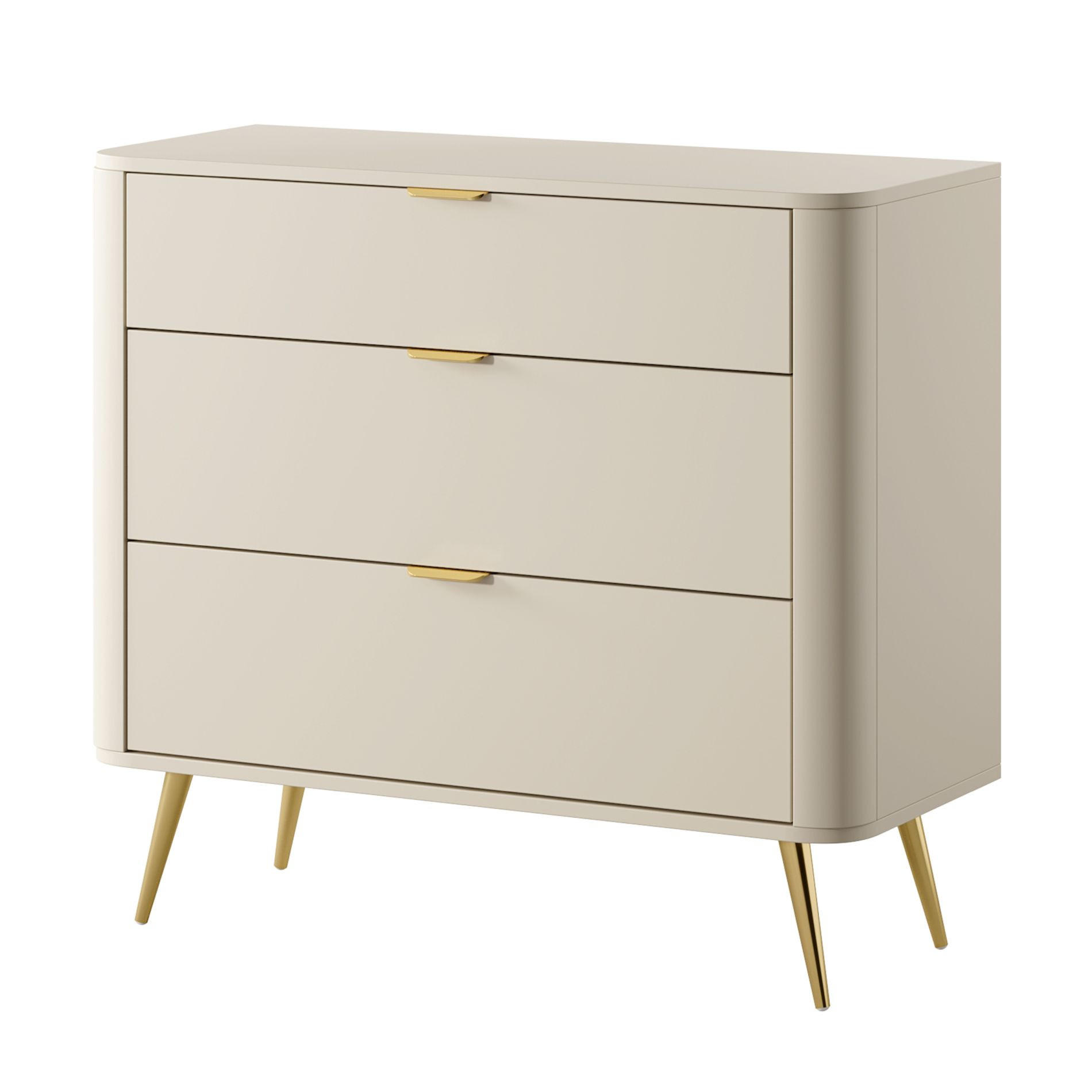 KOMMODE Oval Beige 92 cm - Beige/Goldfarben, Holzwerkstoff/Metall (92.4/83.6/38cm) - Selsey