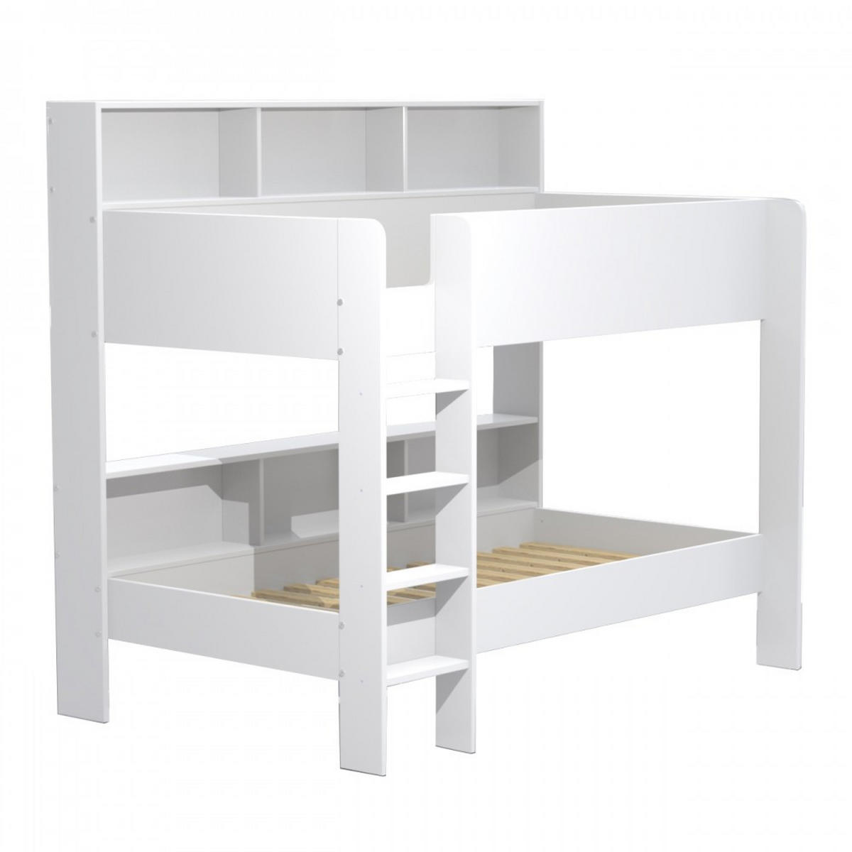 ETAGENBETT LUCKY / Kinderbett 90x190+2 Lattenrosten+ Ablage/ Weiß - Weiß, Holz (90/190cm) - Weber Industries
