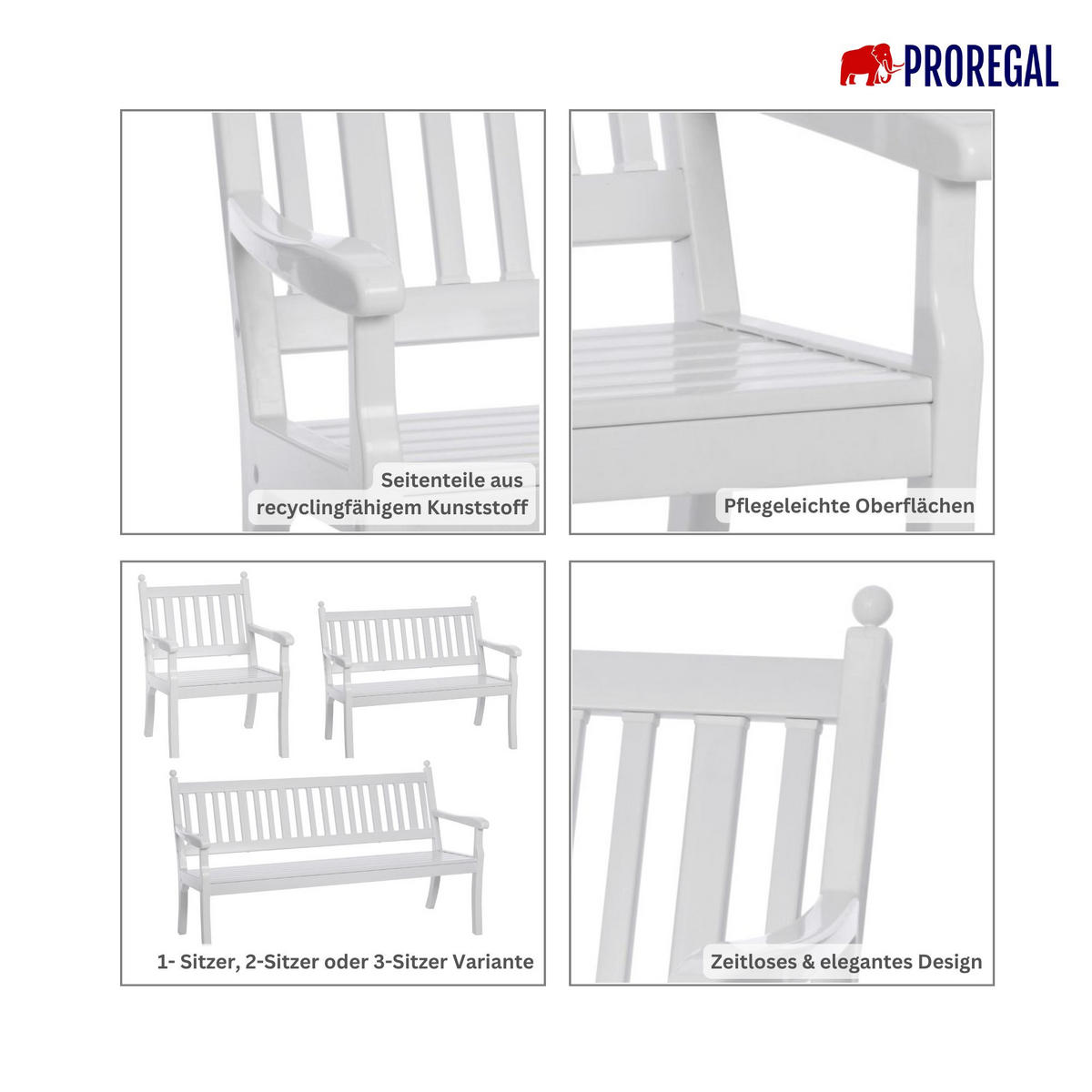 GARTENBANK Aruba 1 Sitzer Weiß 88 x 68 x 69 cm Witterungskunststoff & UV Beständiger Kunststoff - Weiß, Kunststoff (68/88/69cm) - PROREGAL